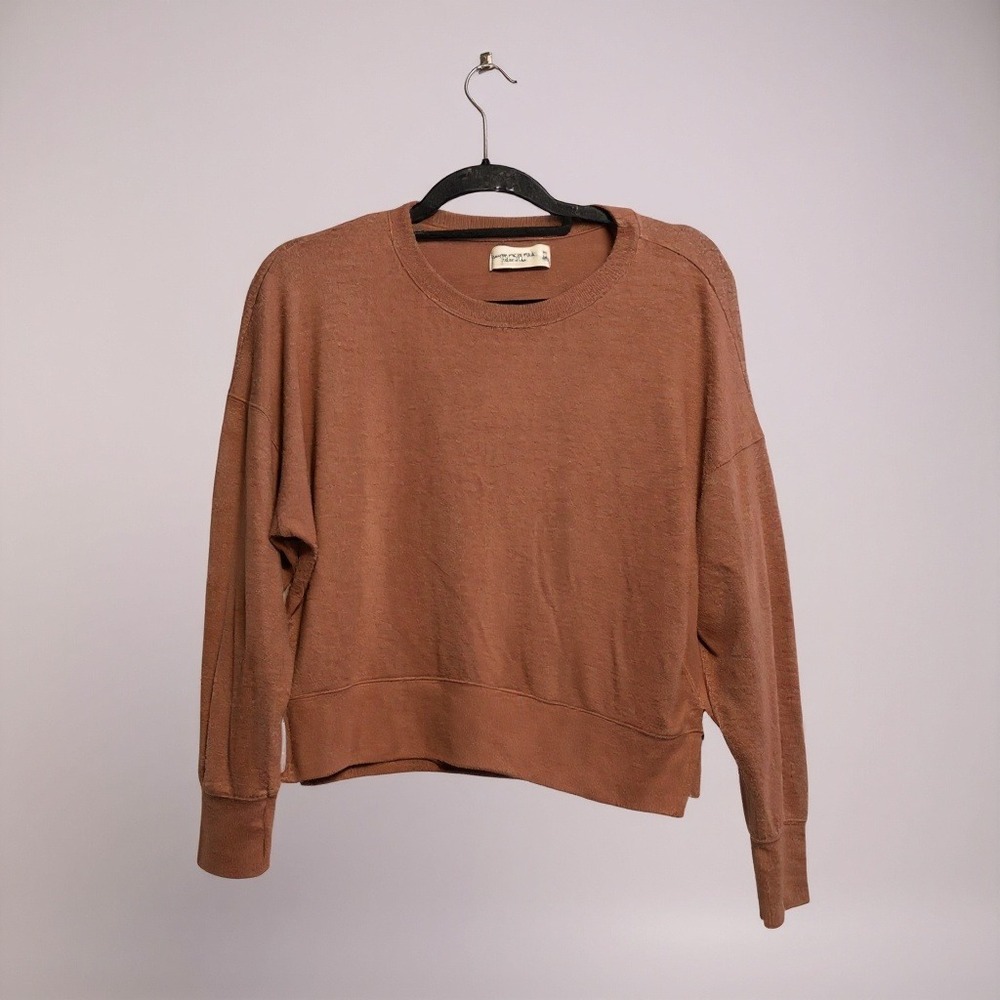 Abercrombie Fitch Soft AF Cozy Crewneck Pullover Sweatshirt Rose Mauve Size S‎
